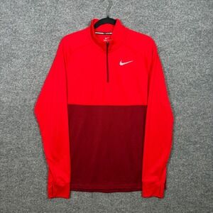 Nike DriFit Running 1/4 Zip Pullover Mens Large Red Athletic Performance Stretch